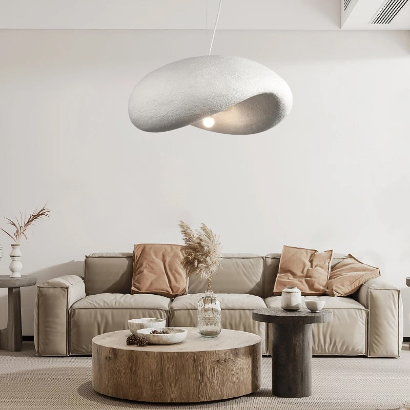 Nordic Cream Boho Pendant Lamp - Modern Rattan Hanging Light Fixture for Living Room, Bedroom, and Dining Room Decor