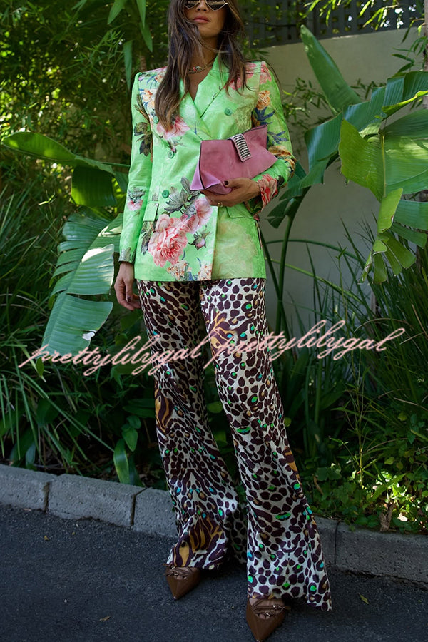 Wild and Free Floral Print Button-Up Long Sleeve Lapel Blazer for Women - Elegant Office Wear & Spring Fashion Outfits