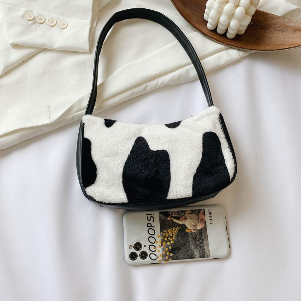 VALICLUD Women's Mini Shoulder Bag - Faux Fur Cow Print Crossbody Purse & Underarm Clutch for Daily Use, Parties, and Date Nights