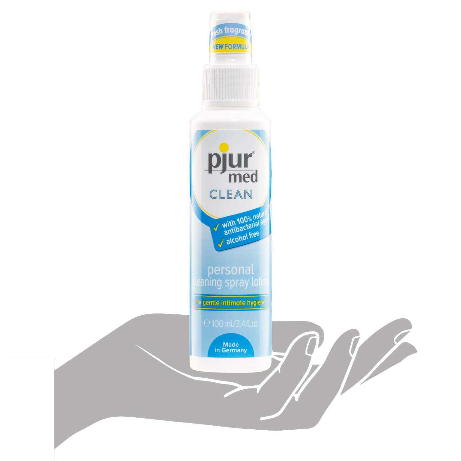 Pjur Med CLEAN Intimate Hygiene Spray - Alcohol-Free Gentle Cleansing for Skin & Sensitive Areas - Refreshing Scent (100ml) - Perfect for Post-Workout, Travel & Daily Feminine Care