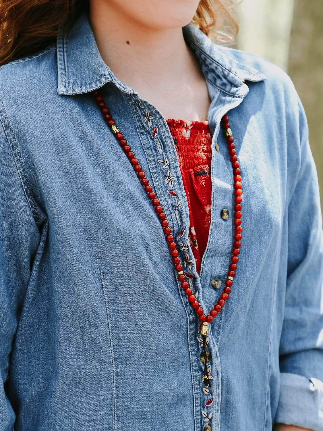 Natural Carnelian 108 Mala Beads for Meditation, Yoga & Spiritual Healing – Handmade Prayer Necklace for Positive Energy & Stress Relief
