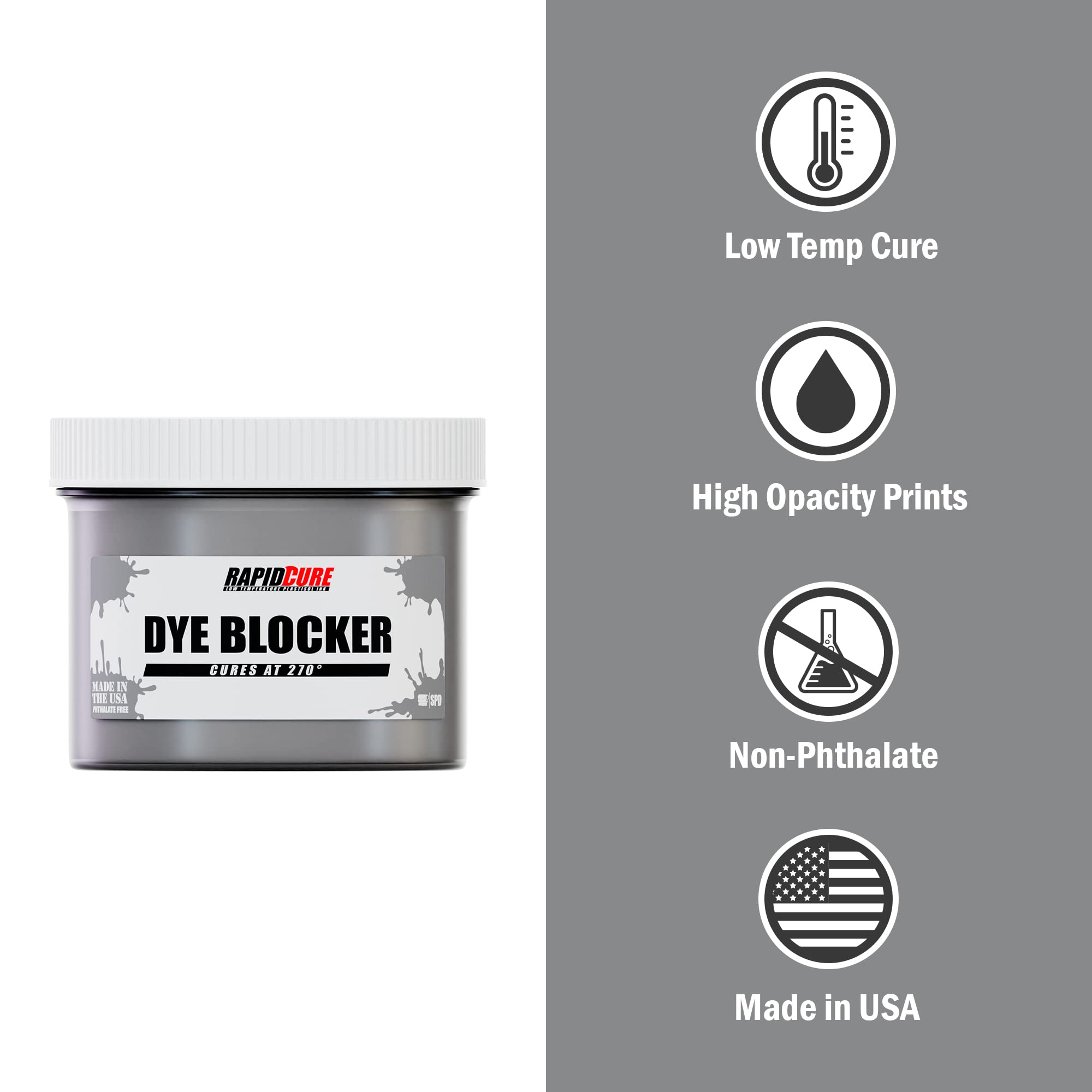 Rapid Cure® Screen Printing Ink Dye Blocker (1 Gallon - 128oz) - Fast Drying Plastisol Ink for Fabric Printing | High Quality USA Made Screen Printing Supplies | Perfect for T-Shirts, Hoodies & Textile Printing