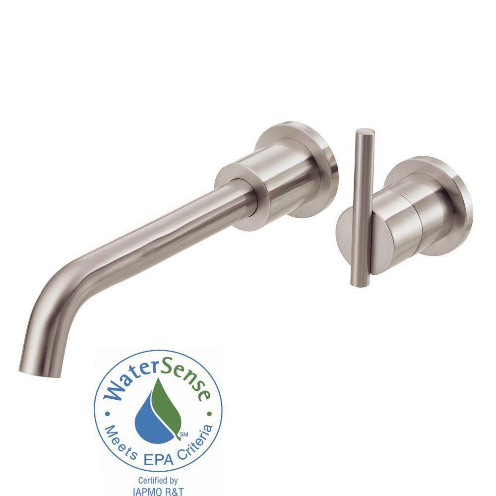 Danze Parma Single Handle Wall Mount Bathroom Faucet with Touch Down Drain Trim - Brushed Nickel Finish 478994 - Perfect for Modern Bathroom Renovations and Small Space Installations