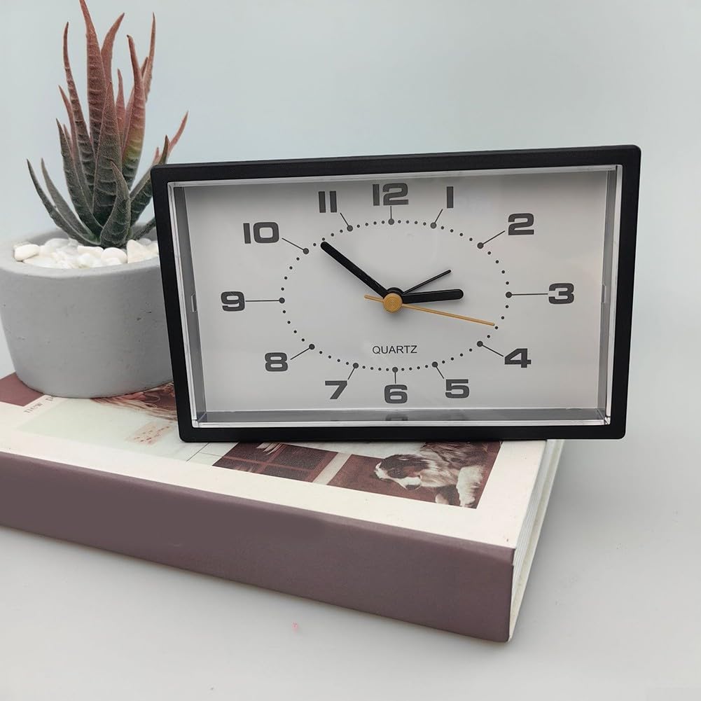 Ultra Quiet Non-Ticking Analog Alarm Clock - Stylish Silent Wall Clock for Bedroom, Office & Home Decor (Black) | Perfect for Light Sleepers, Meditation Rooms & Noise-Sensitive Environments