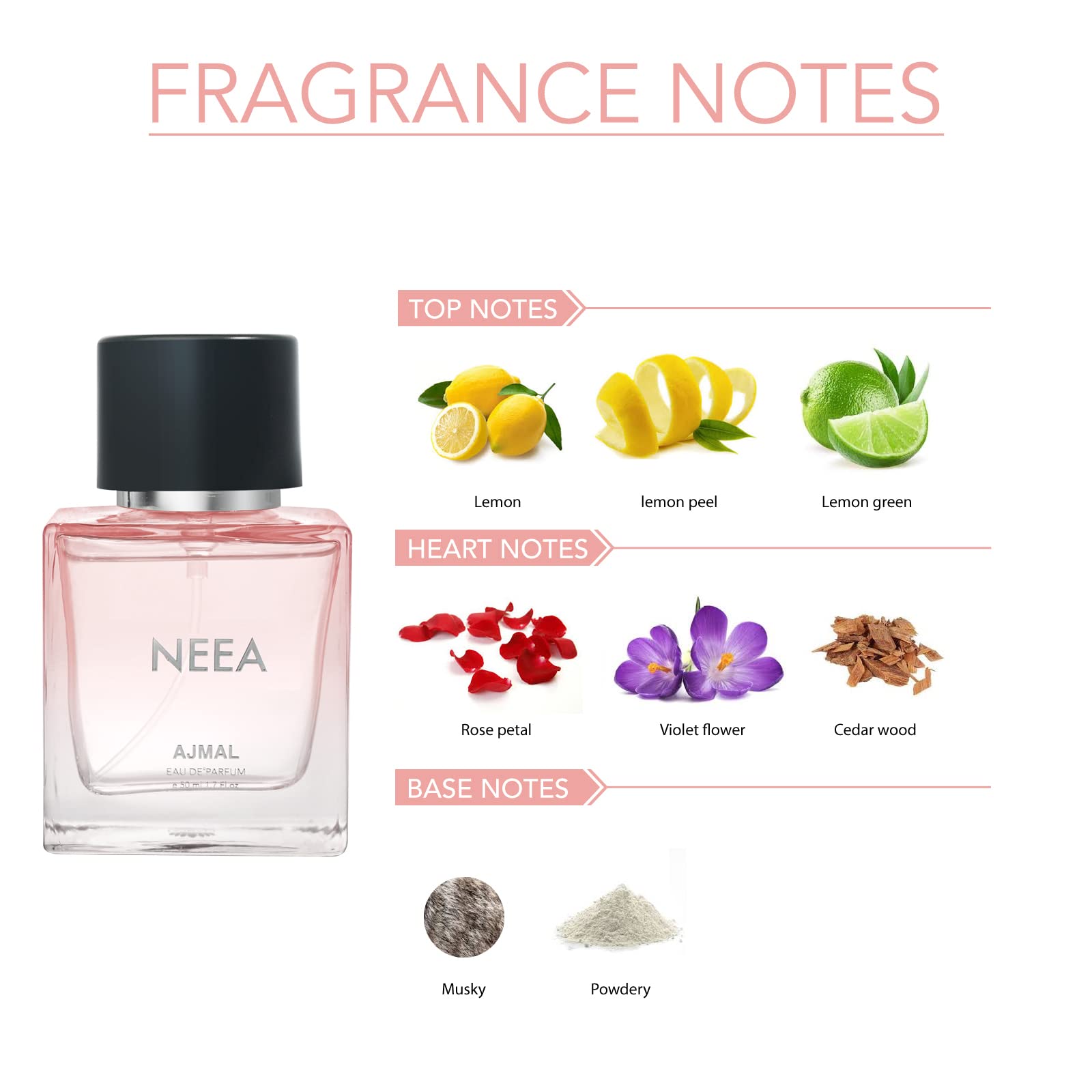 Ajmal Neea Eau De Parfum for Women - Floral Fragrance Perfume Spray, 50ml Long Lasting Scent, Luxury Gift for Her - Perfect for Date Nights, Weddings & Special Occasions