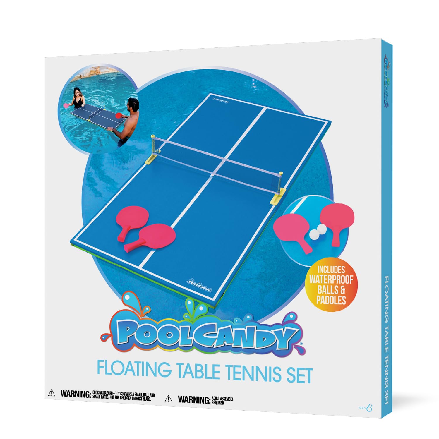 PoolCandy Floating Table Tennis Set - Fun 2-Player Floating Pool Game for Adults & Kids - Perfect for Backyard Parties, Summer Gatherings & Poolside Entertainment