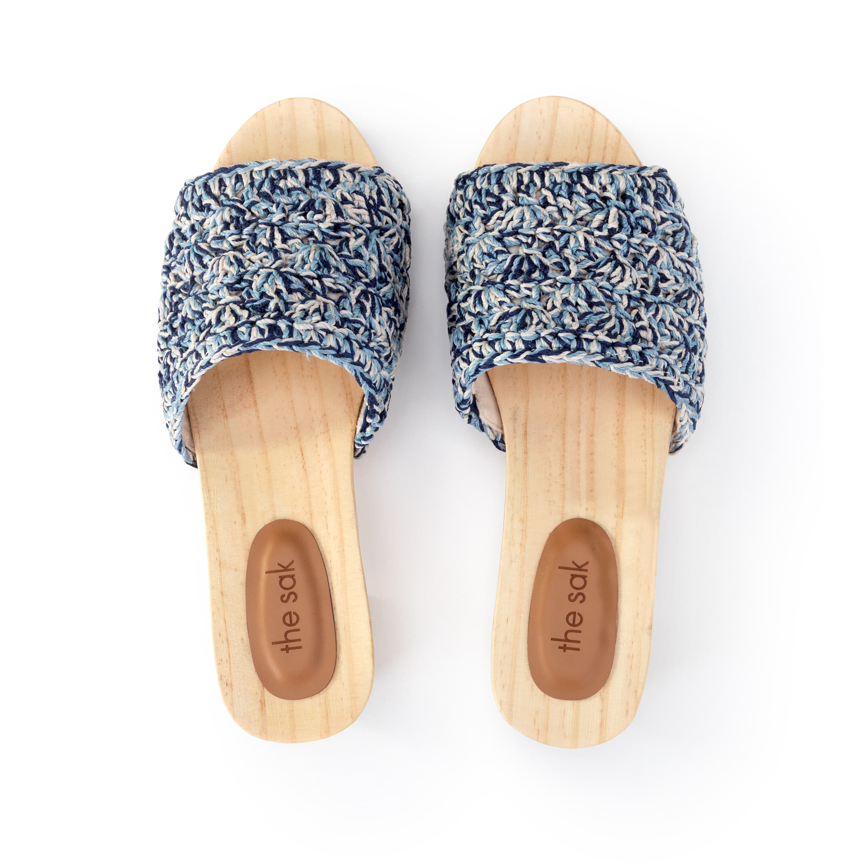Ella Clog Sandal - Hand Crochet Blue Static Shell Women's Shoes | Comfortable Summer Beach Sandals for Casual Wear & Outdoor Activities