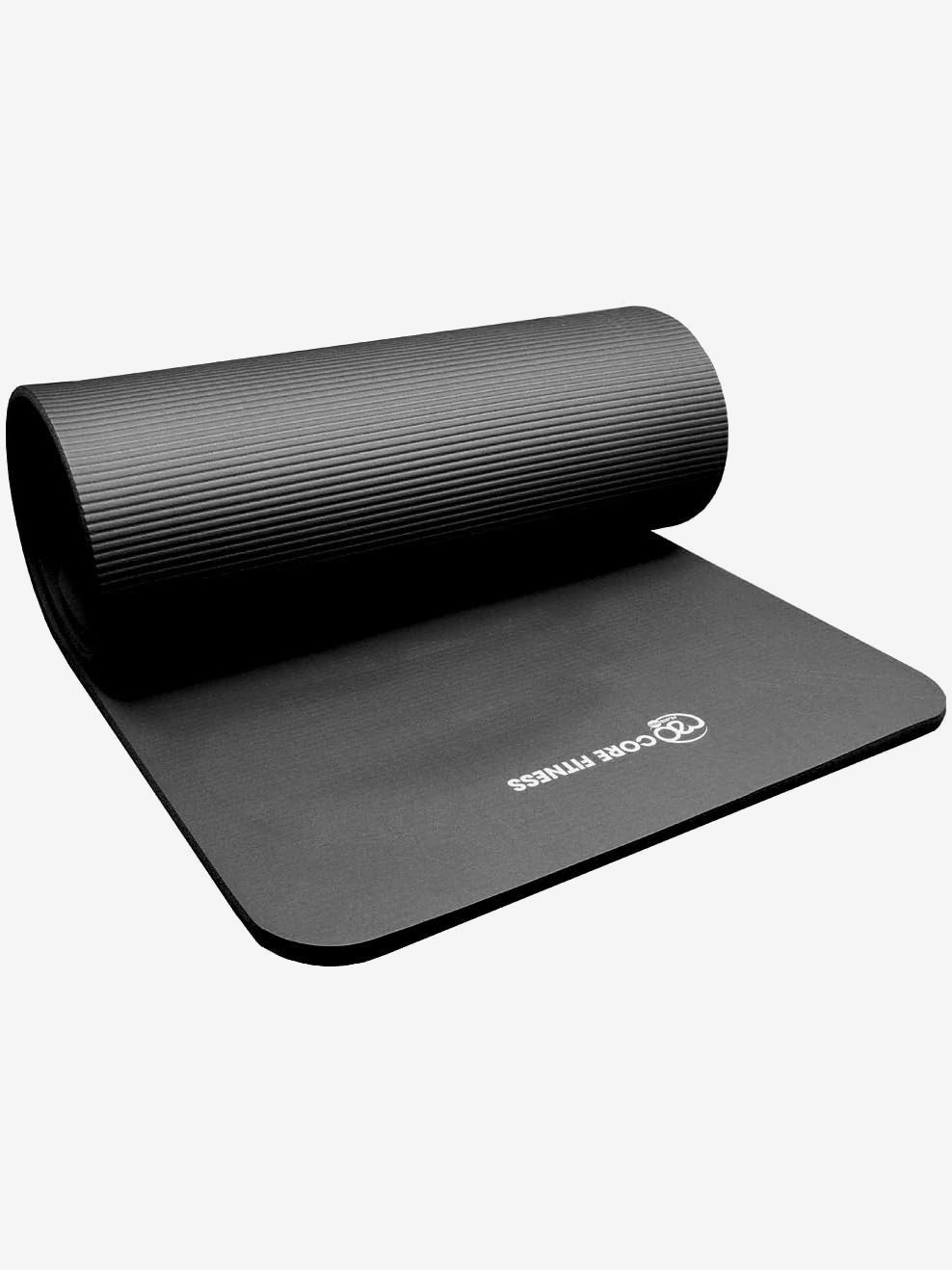 Yoga Mad Core Fitness Mat 10mm Thick Non-Slip Exercise Mat for Yoga, Pilates & Workouts - Premium Black Yoga Mat for Home & Studio Use