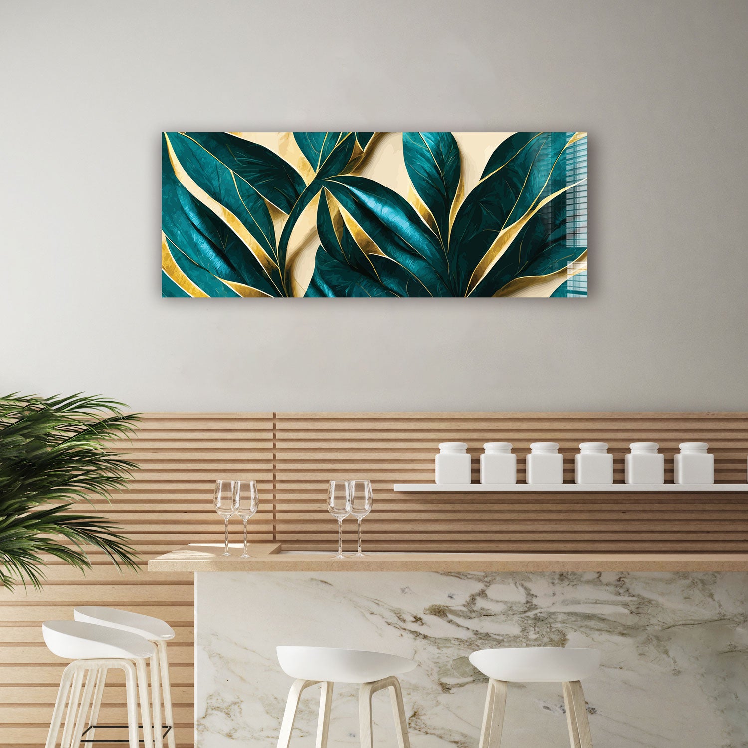 Vivid Leaves Panoramic Wall Art - Stunning Nature-Themed Home Decor for Living Room, Bedroom & Office | Perfect for Modern Interior Design & Gift Giving