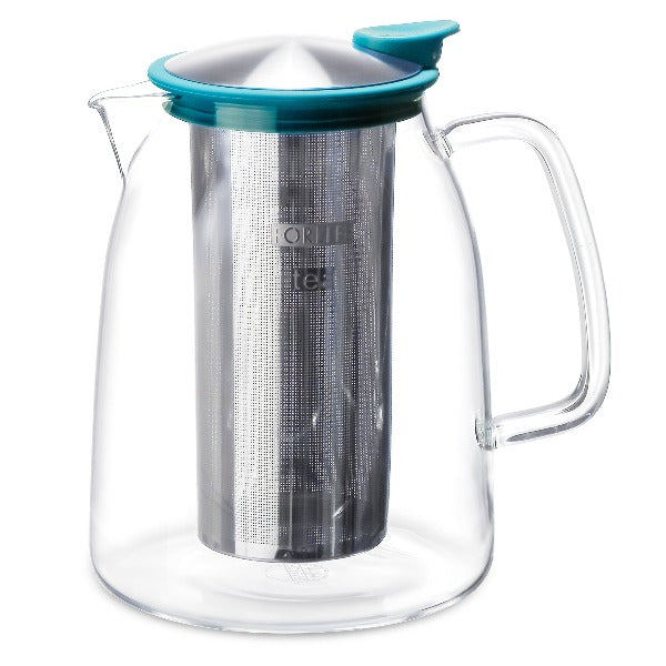 FORLIFE Mist Iced Tea Jug with Removable Basket Infuser - 68oz Glass Pitcher for Cold Brew Tea, Sun Tea & Iced Beverages - Perfect for Summer Parties, BBQs & Outdoor Gatherings