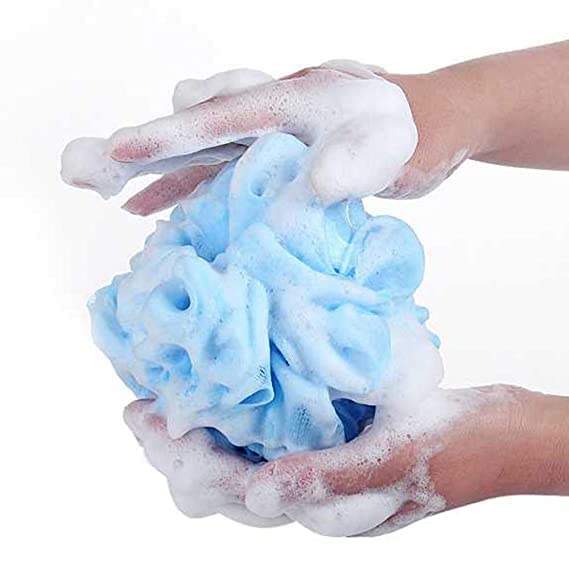 Natural Loofah Bath Sponge for Exfoliating & Cleansing - Soft Body Scrubber for Men, Women & Baby - Pack of 4 Multicolor Shower Poufs - Perfect for Daily Skin Care & Spa Experience at Home