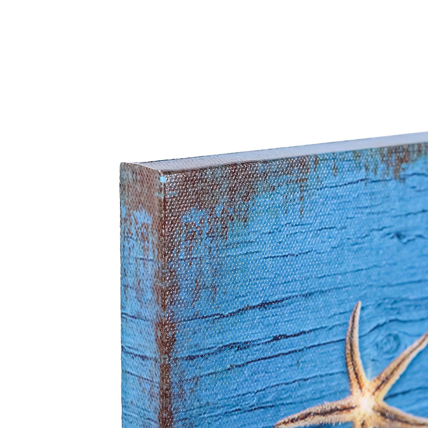 SOFFEE DESIGN Summer Sea LED Canvas Print - Starfish & Seashell Wall Art for Bathroom & Kitchen Decor - Wooden Framed Beach Photography - Life is Good at The Beach - Sea Blue Coastal Home Decor - Perfect for Beach House, Bathroom, Living Room & Bedroom Wall Art