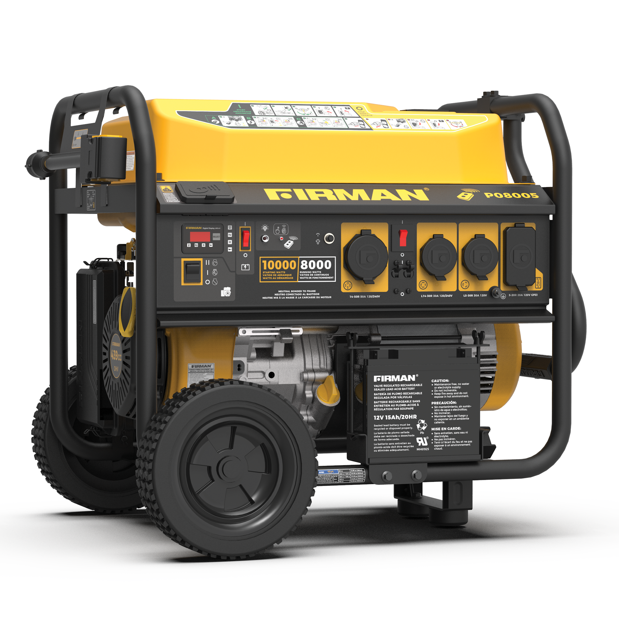 10000W Portable Gas Generator with Remote Start - Dual Voltage 120V/240V for Camping, Home Backup & Outdoor Power