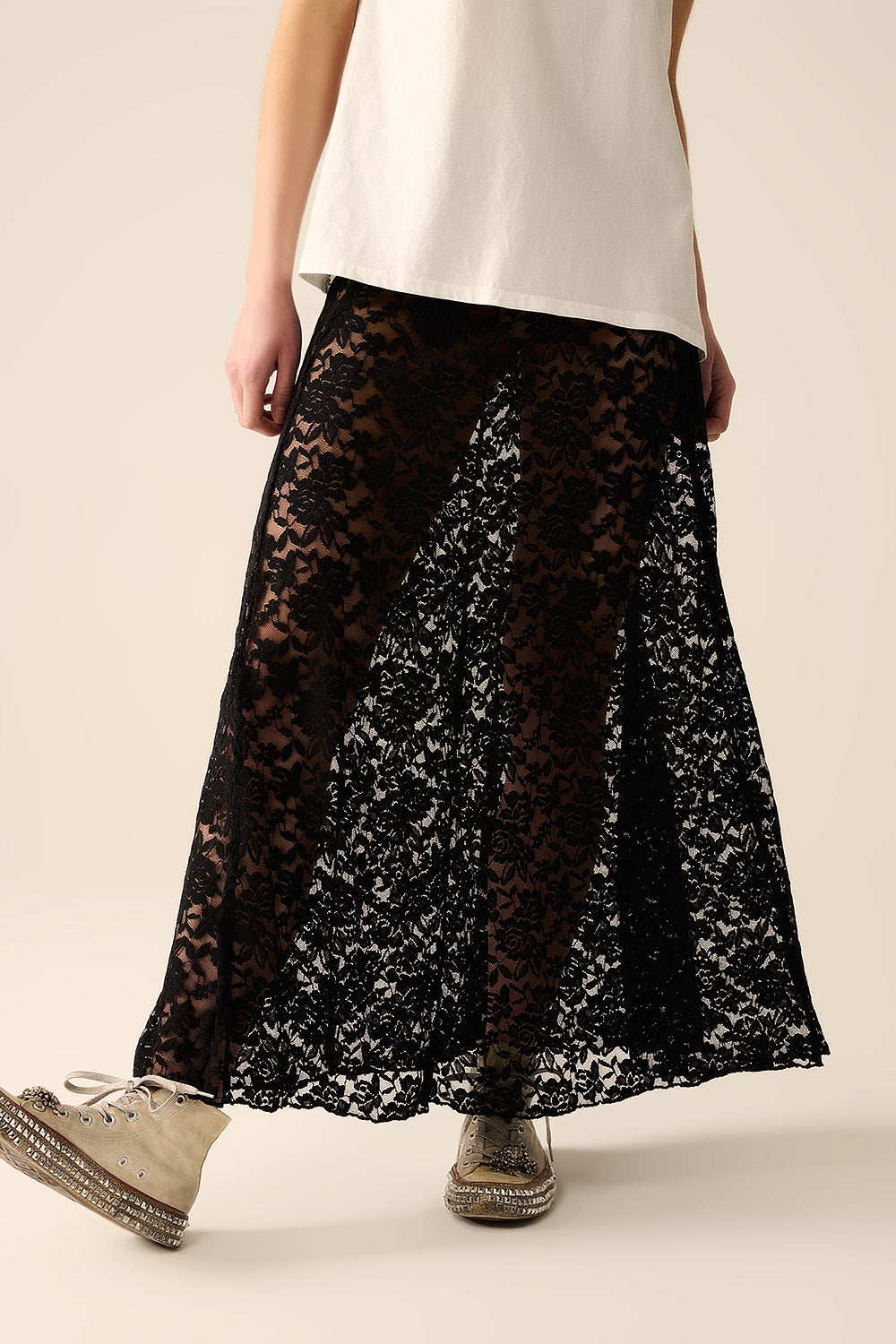 Trendy Black Lace Long Skirt for Women - Elegant & Stylish for Parties, Weddings & Evening Events