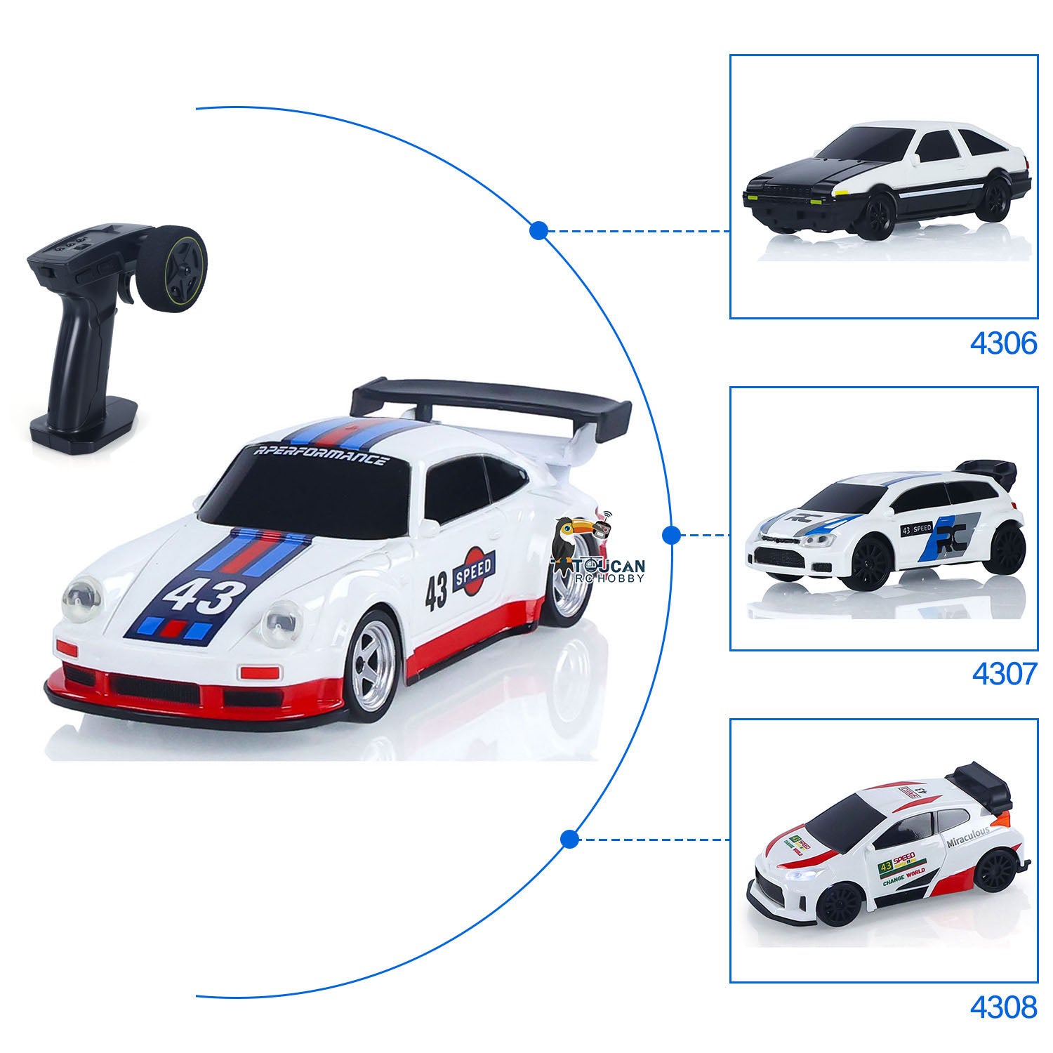 1/43 Scale 2.4GHz High Speed RC Racing Car - 4WD Remote Control Drift Vehicle RTR Mini Model Toy Car with Battery - Perfect Gift for Kids | Indoor & Outdoor Play, Racing Competitions, Birthday Presents