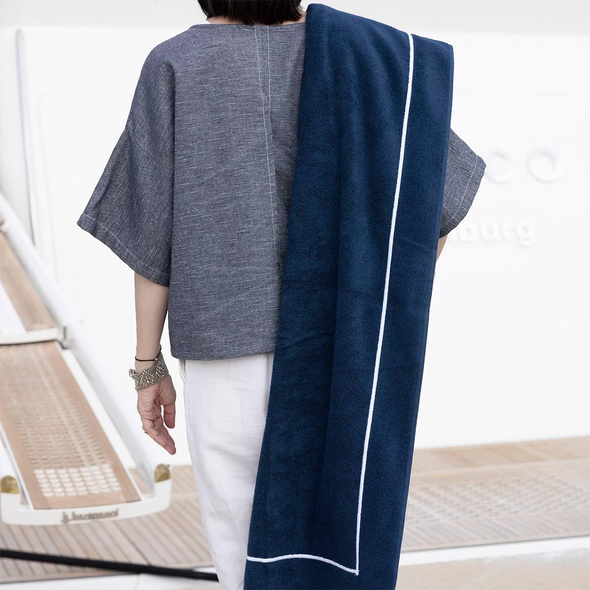 Yves Delorme Croisiere Premium Cotton Beach Towel - Ultra Absorbent, Soft & Durable - Perfect for Pool, Beach, Vacation and Spa Use