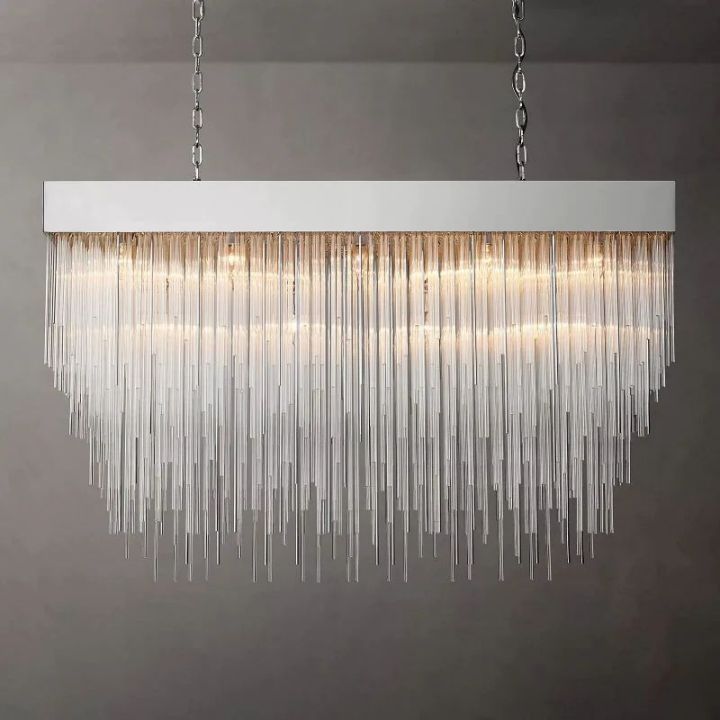 Cassie 54-Inch Rectangular Chandelier - Modern Crystal Ceiling Light Fixture for Dining Room, Living Room & Bedroom Lighting