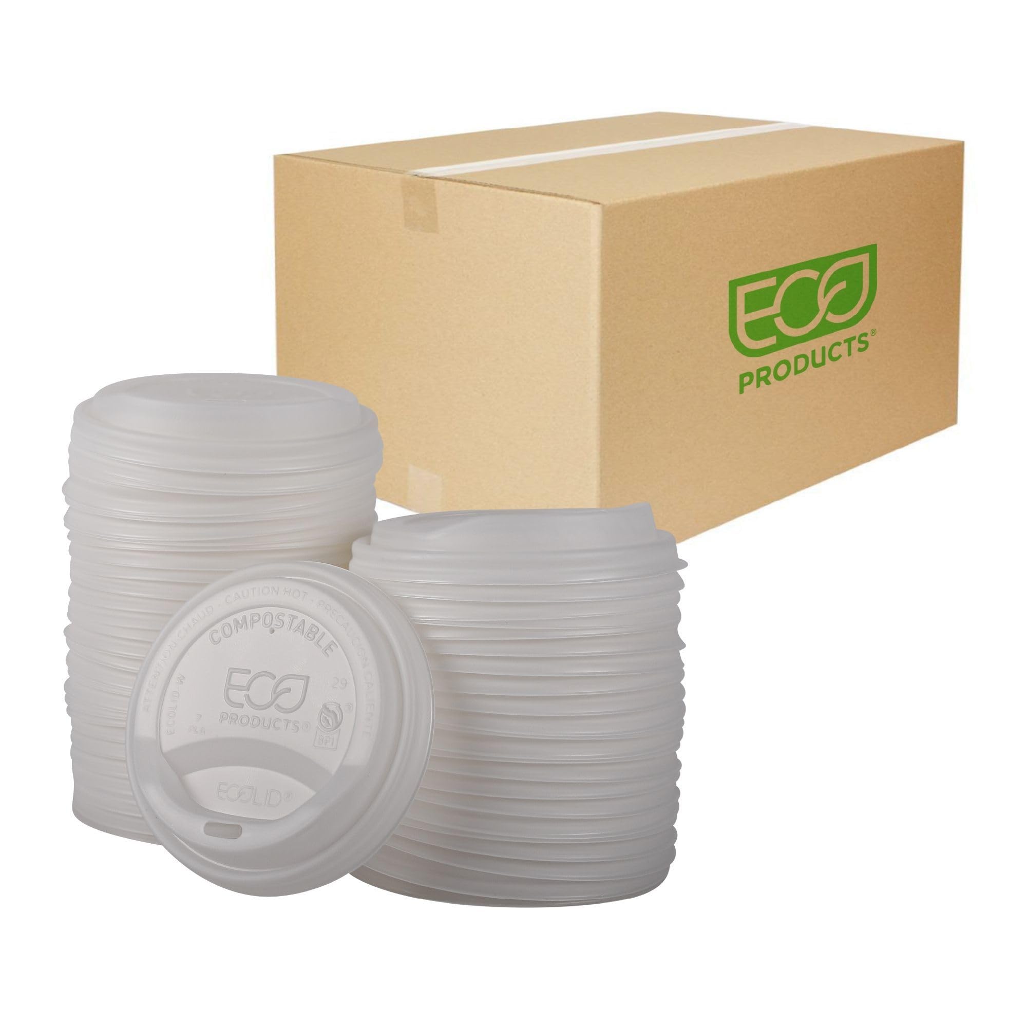 Eco-Friendly Compostable Coffee Cup Lids - 800 Count Case, White EcoLid for 10-20oz Hot Cups | PLA Plant-Based Renewable Material | ASTM & BPI Certified | Perfect for Coffee Shops, Offices & Eco-Conscious Events