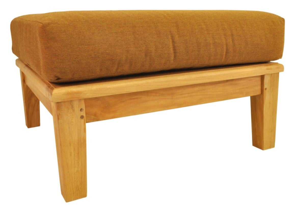 Anderson Teak Brianna Ottoman with Cushion - DS 104 - Waterproof Outdoor Patio Furniture for Garden, Poolside & Deck - Weather-Resistant Teak Wood Storage Bench