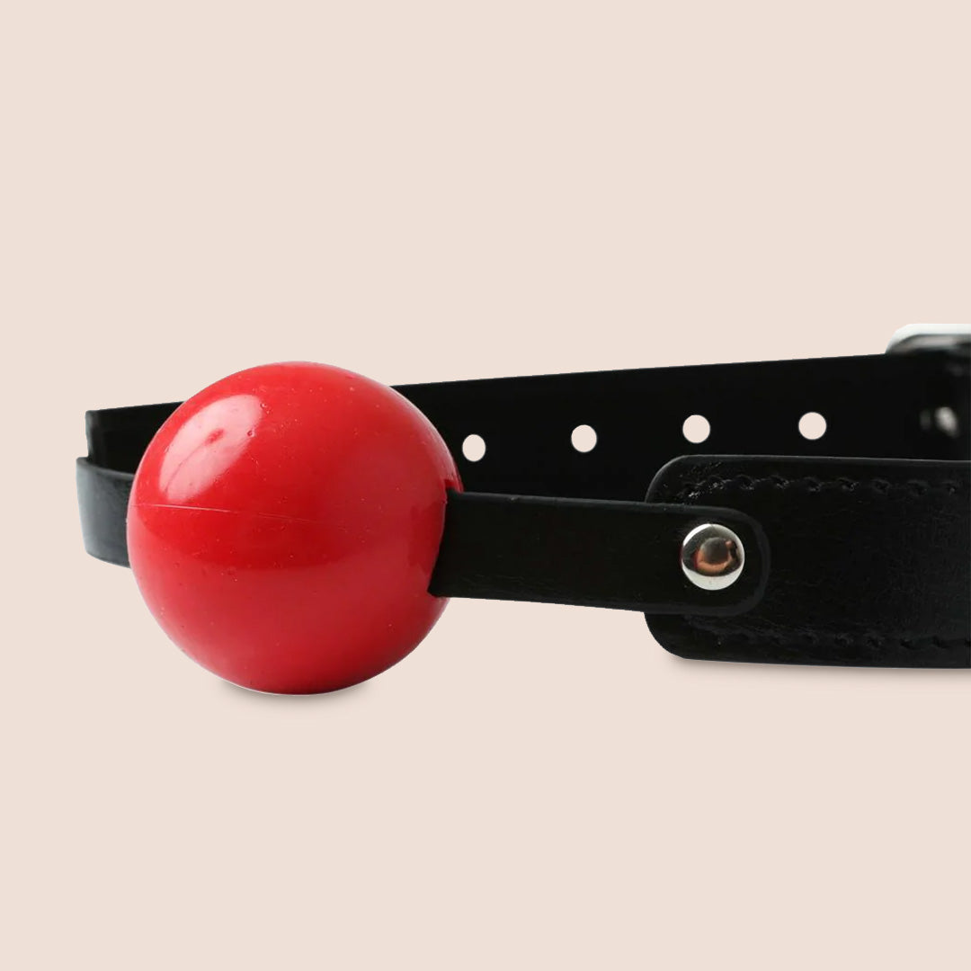 Soft Rubber Ball Gag for Adults - Breathable BDSM Gag with Adjustable Strap for Bondage Play, Role Play & Sensory Deprivation - Sex & Mischief Collection