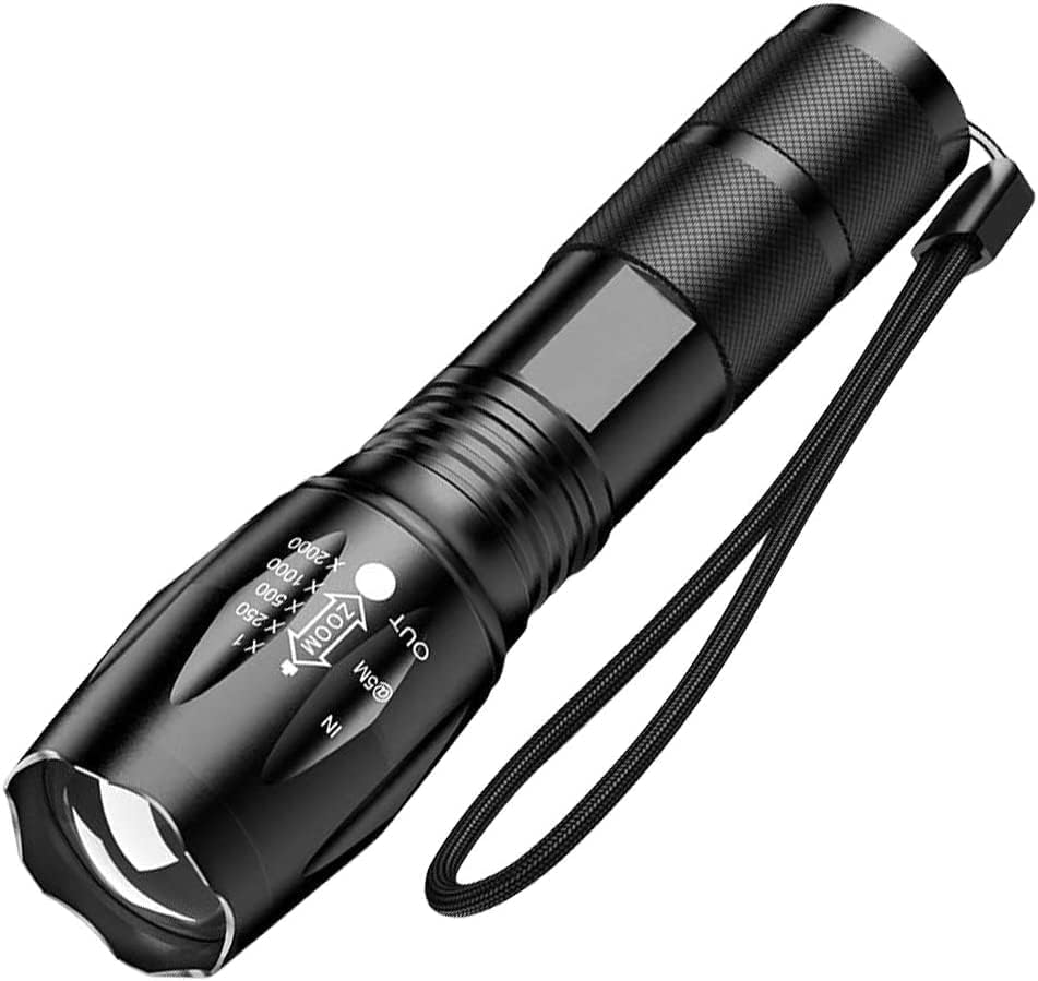 MODOAO High Lumens 10000 Tactical Flashlight - Zoomable LED Flashlight with 5 Modes (2 Pack) - Perfect for Outdoor Camping, Emergency, Hiking, Hunting & Home Use