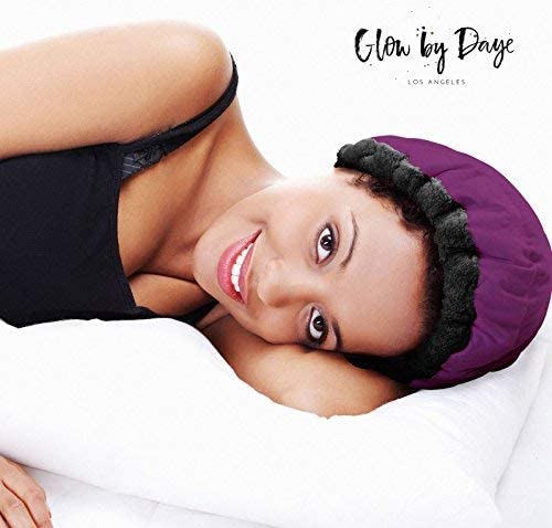 Glow by Daye Cordless Deep Conditioning Thermal Heat Cap - Microwavable Heat Therapy for Hair - Portable & Reversible Grape Design - Perfect for At-Home Hair Treatments & Salon-Quality Results