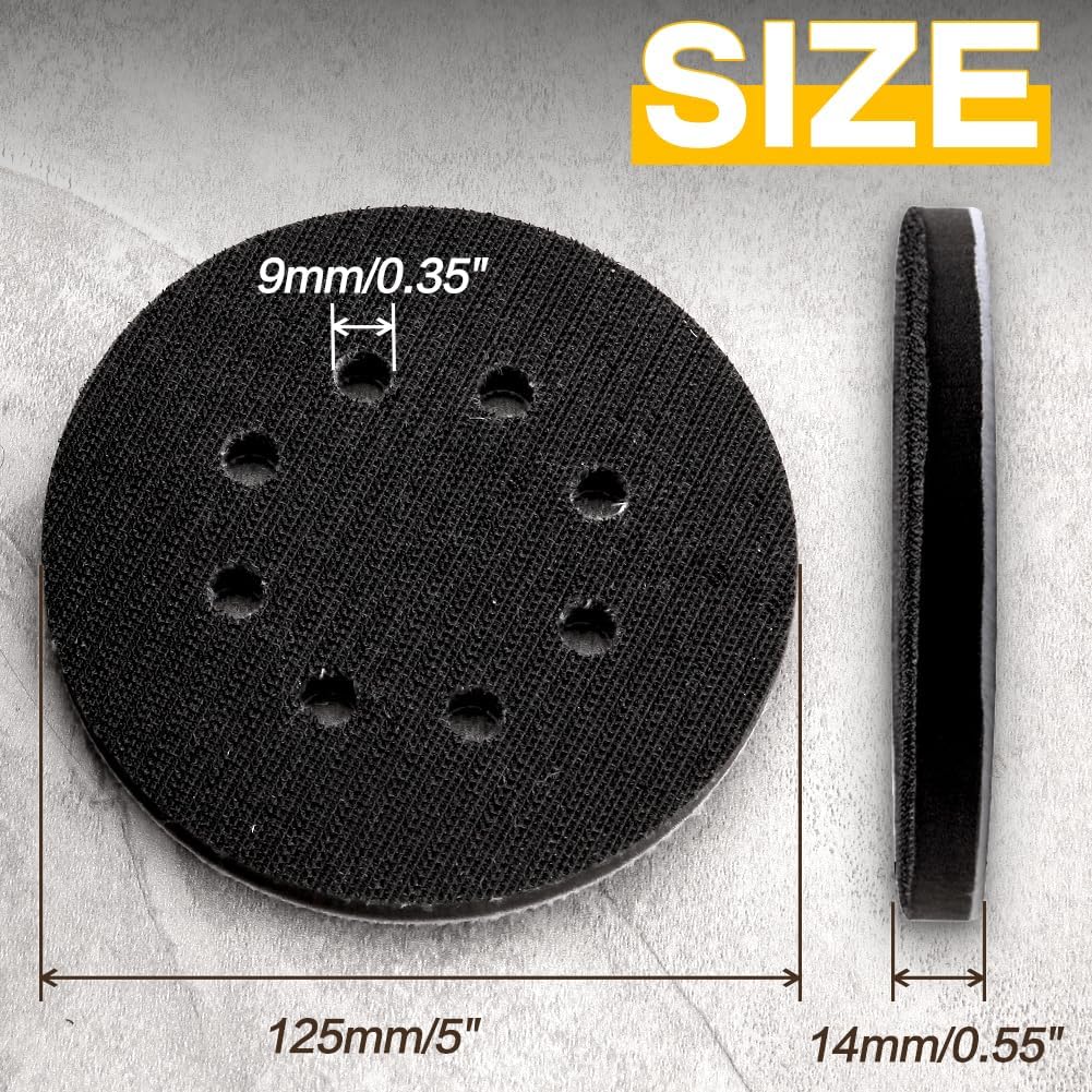 SPEEDWOX 5 Inch 8-Hole Hook and Loop Sanding Discs - 5 Pack Soft Foam Buffering Pads for Drill, Grinder & Rotary Tools | Smooth Finishing on Wood, Metal & Auto Body Surfaces