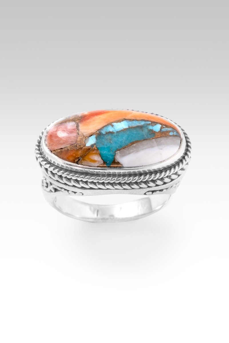 Wisdom in Surrender Ring™ - Kingman Turquoise & Spiny Oyster Sterling Silver Jewelry for Women - Perfect for Boho Fashion, Spiritual Gifts & Everyday Wear