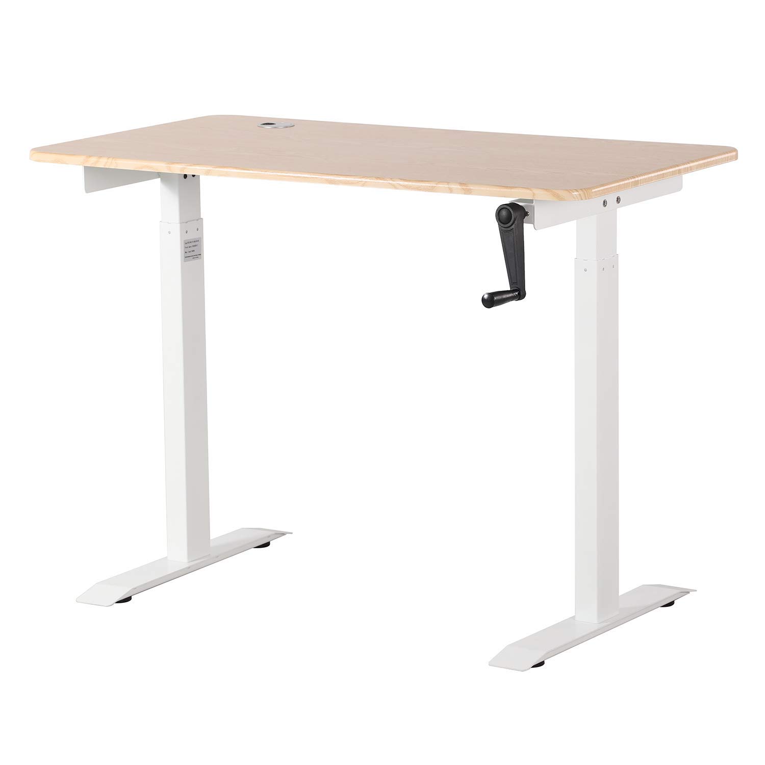 UNICOO Adjustable Height Standing Desk - Sit to Stand Home Office Desk with Crank, Light Oak Top & White Frame, Perfect for Computer Work, Writing & Studying (NTCSET-01-LOW) | Ergonomic Workspace Solution for Home & Office