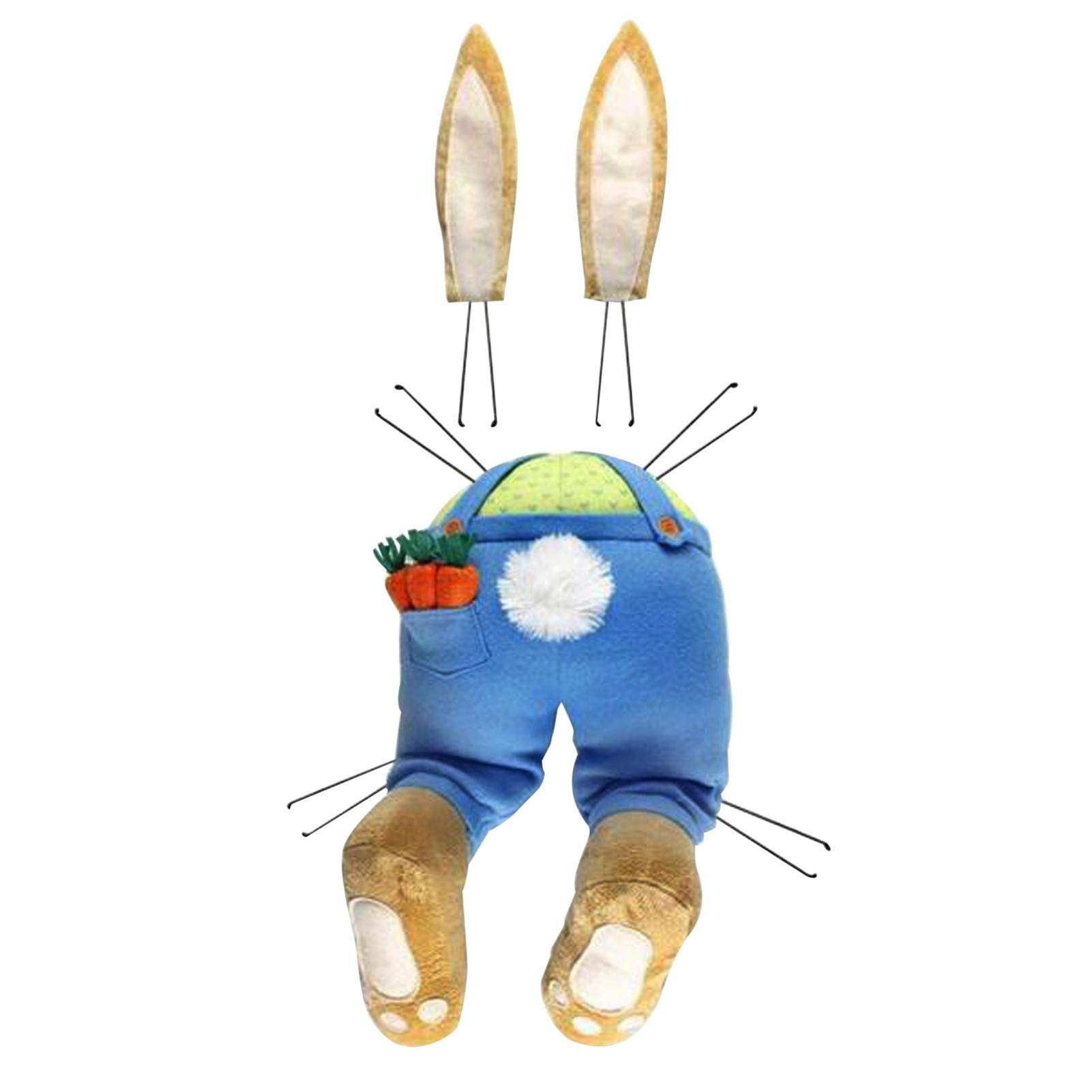 Easter Bunny Wreath Decor for Front Door - DIY Cartoon Rabbit Butt with Ears Wall Hanging - Cute Indoor Outdoor Spring Decoration for Home, Party & Easter Celebrations