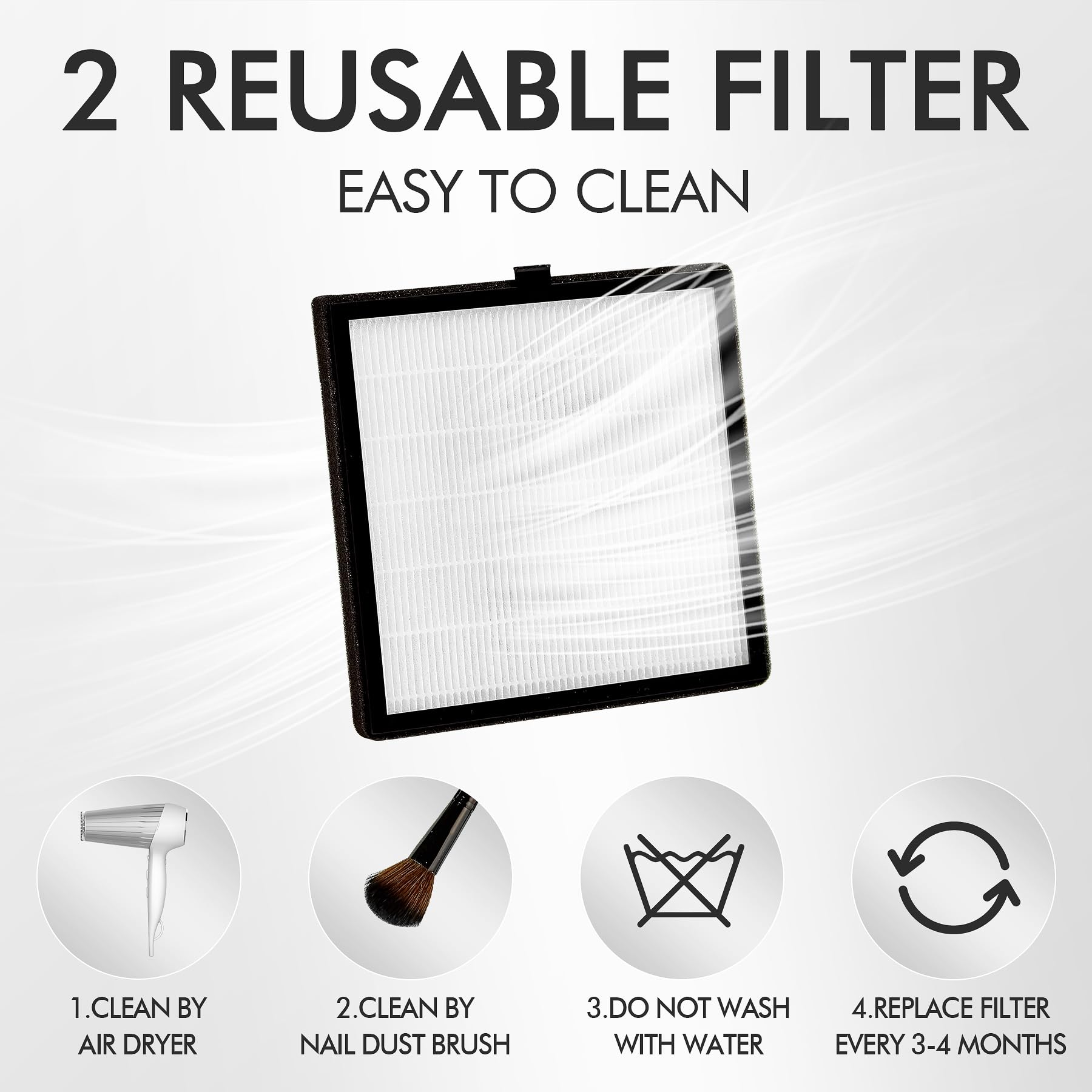 Professional Rechargeable Nail Dust Collector with UV/LED Nail Lamp - Portable Manicure Tool for Home & Salon Nail Art, Gel Polish Curing & Dust-Free Nail Care