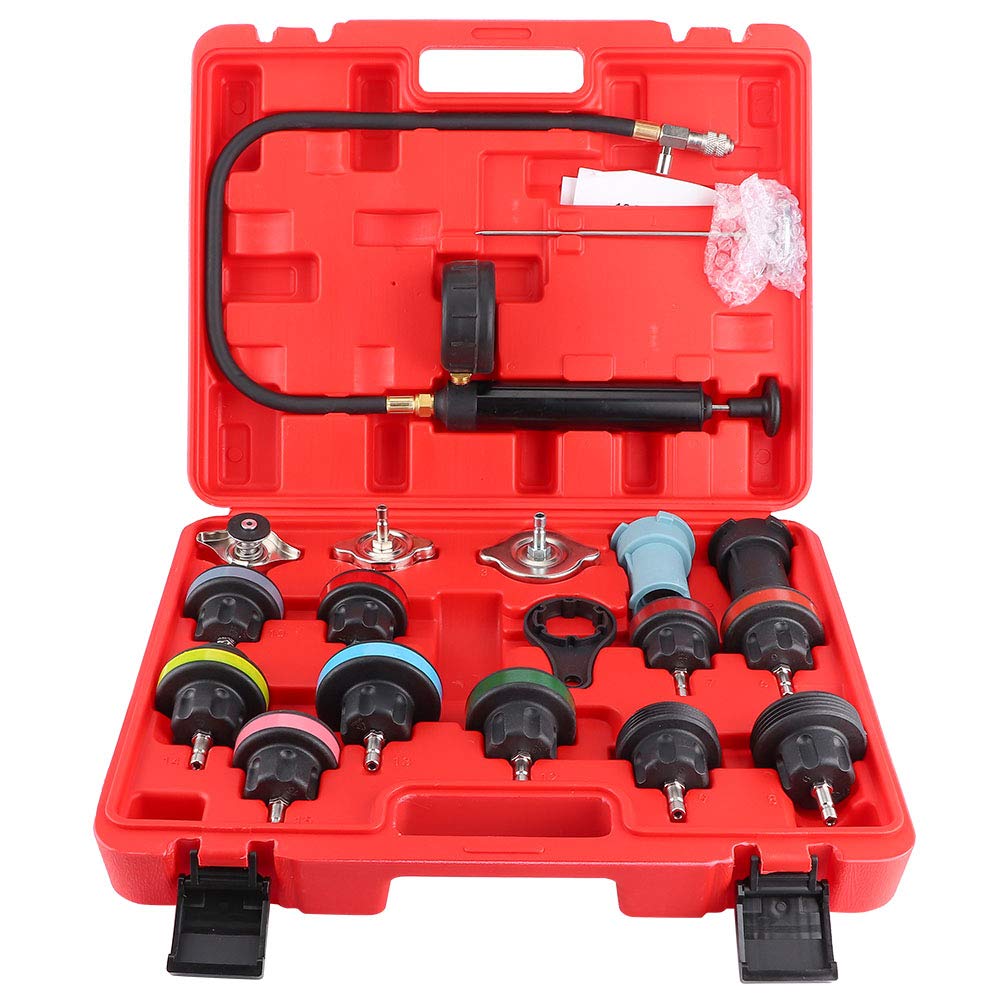 18-Piece Coolant Pressure Tester Kit - Professional Water Tank Leak Detector for Car Cooling System Diagnostics | Perfect for Mechanics & DIY Auto Repair