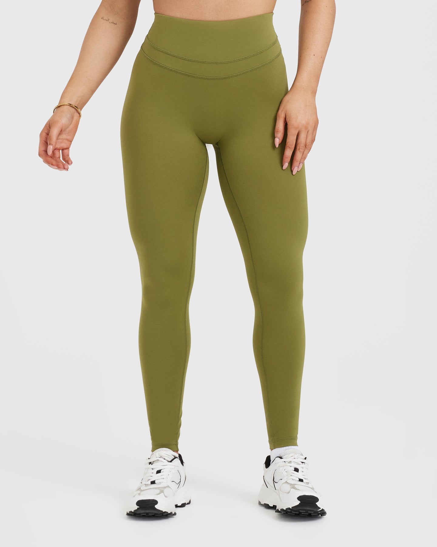 High Waisted Leggings for Women - Olive Green Yoga Pants with Tummy Control | Perfect for Workout, Yoga & Everyday Wear