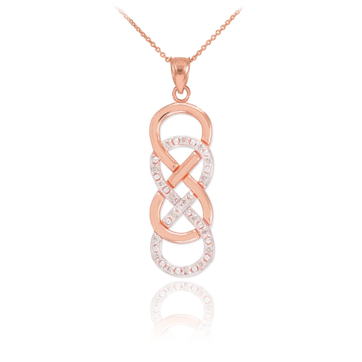 14K Rose Gold Diamond Infinity Pendant Necklace for Women - Elegant Vertical Design, Perfect for Anniversaries, Valentine's Day & Special Occasions