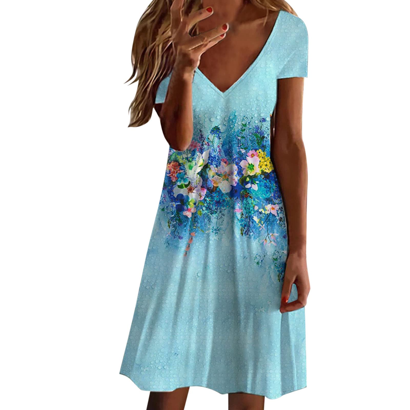 Women's Floral Summer Tunic Dress - Short Sleeve Casual Babydoll Dress for Maternity & Everyday Wear | Perfect for Beach, Vacation, Office & Date Night