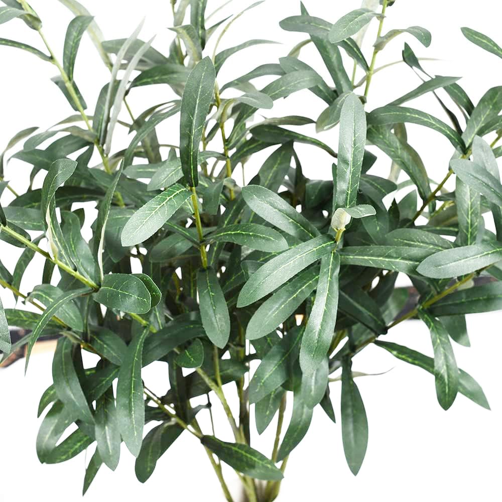 5pcs Artificial Olive Branches for Vases - Realistic Green Olive Leaves Greenery Stems - Perfect for Home Decor, Wedding Centerpieces, and Office Arrangements