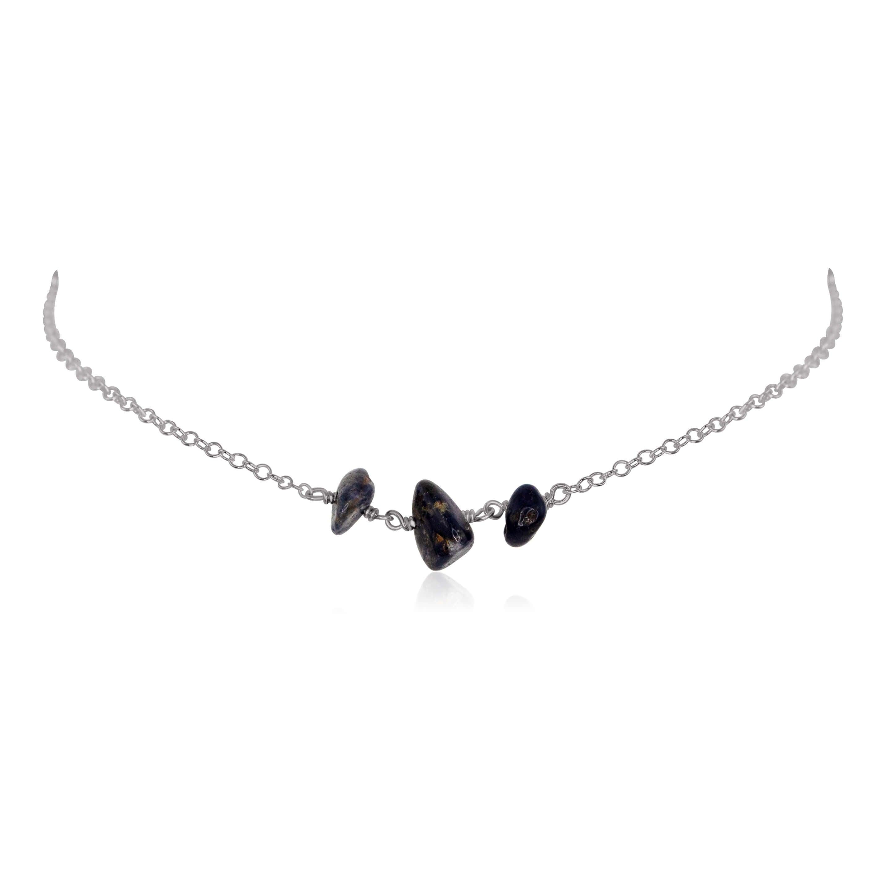 Elegant Sapphire Beaded Chain Choker Necklace for Women | Dainty Blue Gemstone Jewelry | Perfect for Weddings, Parties & Date Nights