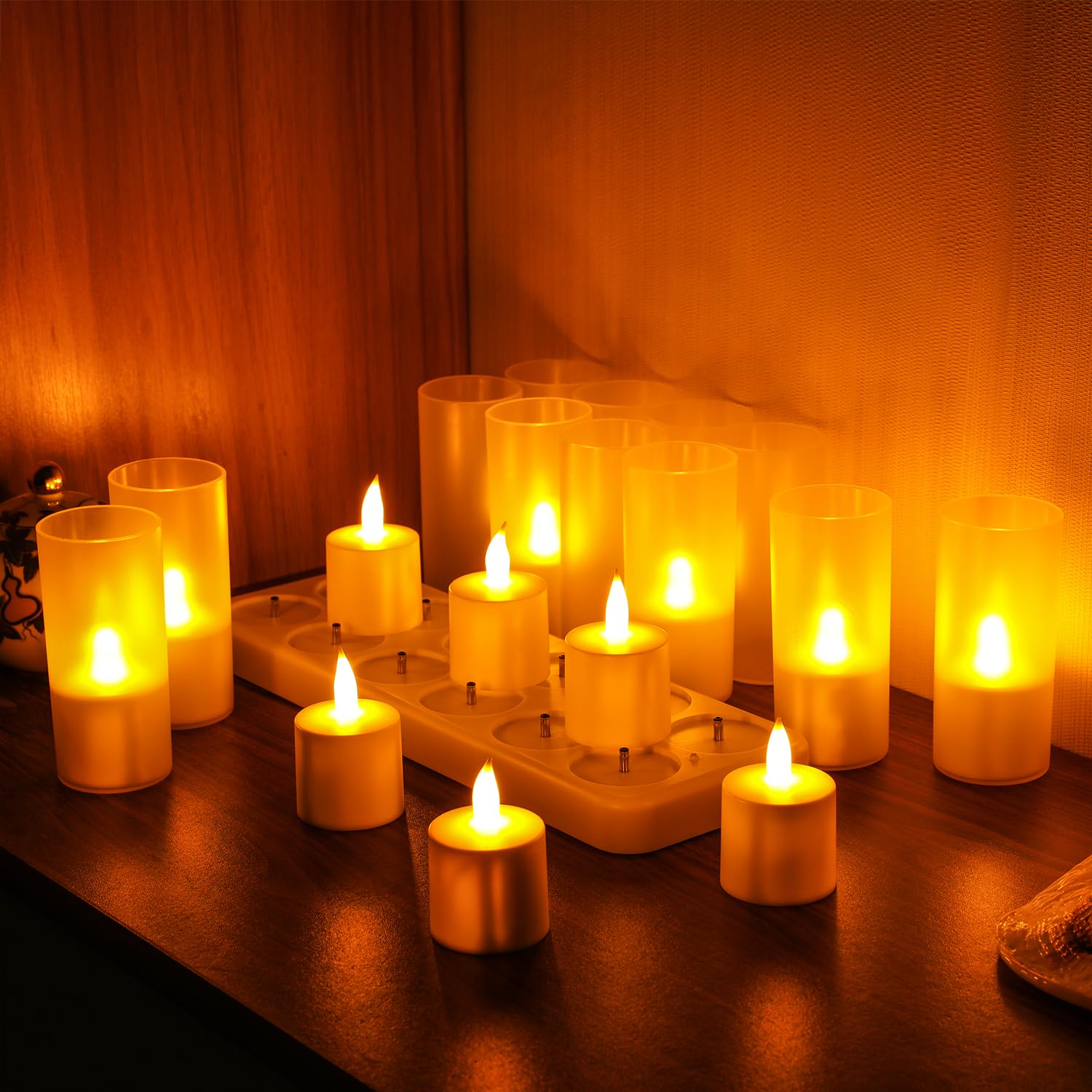 Rechargeable LED Tea Light Candles with Remote Timer - 24 Pack Flameless Battery Operated Candles for Romantic Home Decor, Wedding Centerpieces, Christmas Decorations, Restaurants & Party Ambiance Lighting