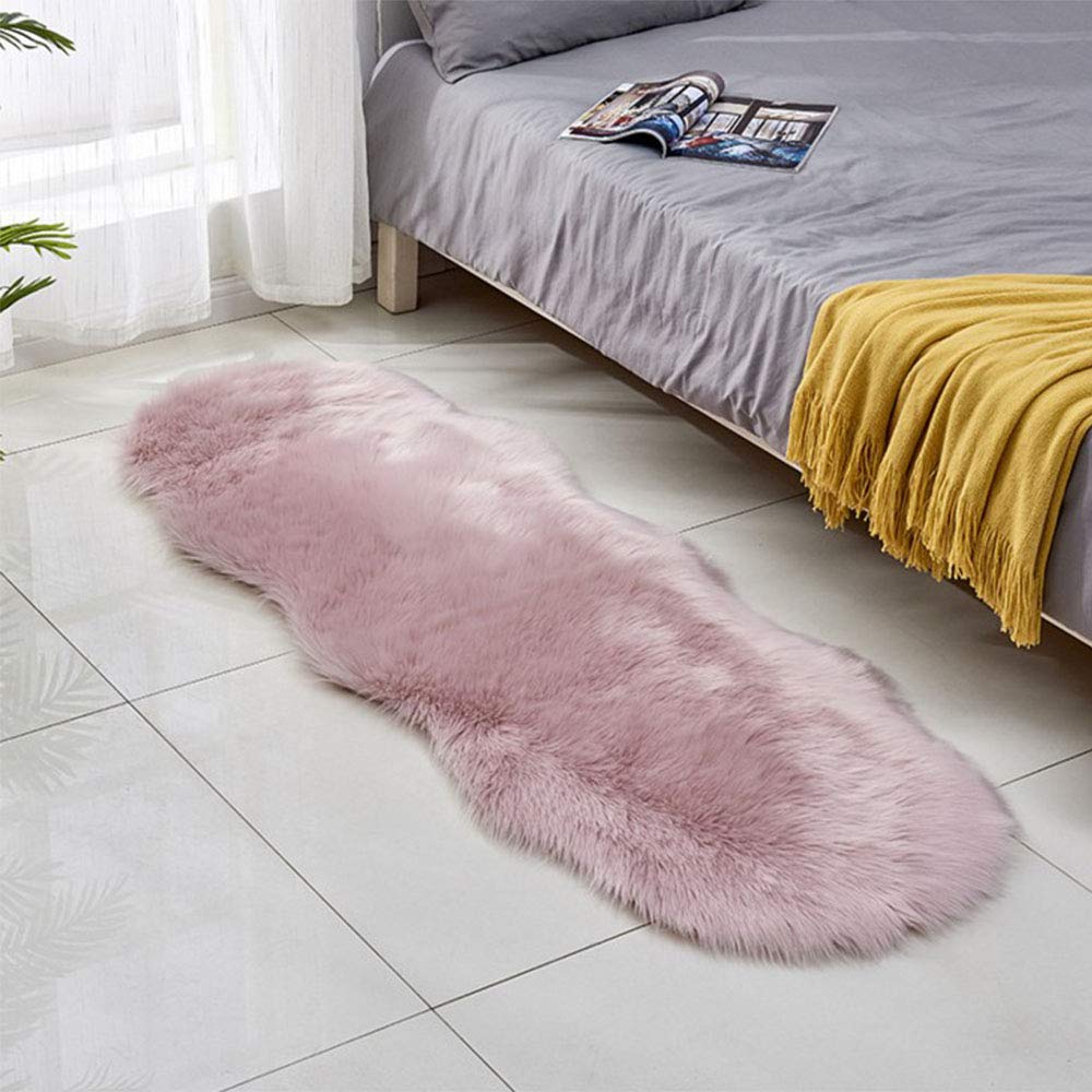 Luxury Pink Faux Fur Area Rug - Soft Shaggy Sheepskin Fluffy Carpet 24