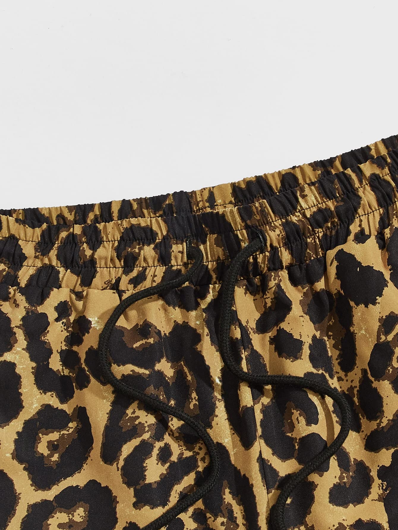 GORGLITTER Men's Leopard Print Graphic Workout Shorts - Athletic Training Shorts with Drawstring Waist & Wide Leg Design for Gym, Running, and Casual Wear