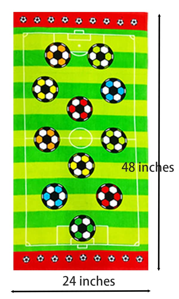 YIFONTIN Super Soft Absorbent Cotton Soccer Beach Towel 24X48 Inches - Quick Dry Sports Towel for Swimming, Bathing, Camping, Picnics & Outdoor Activities - Green Stripes Design for Kids & Adults