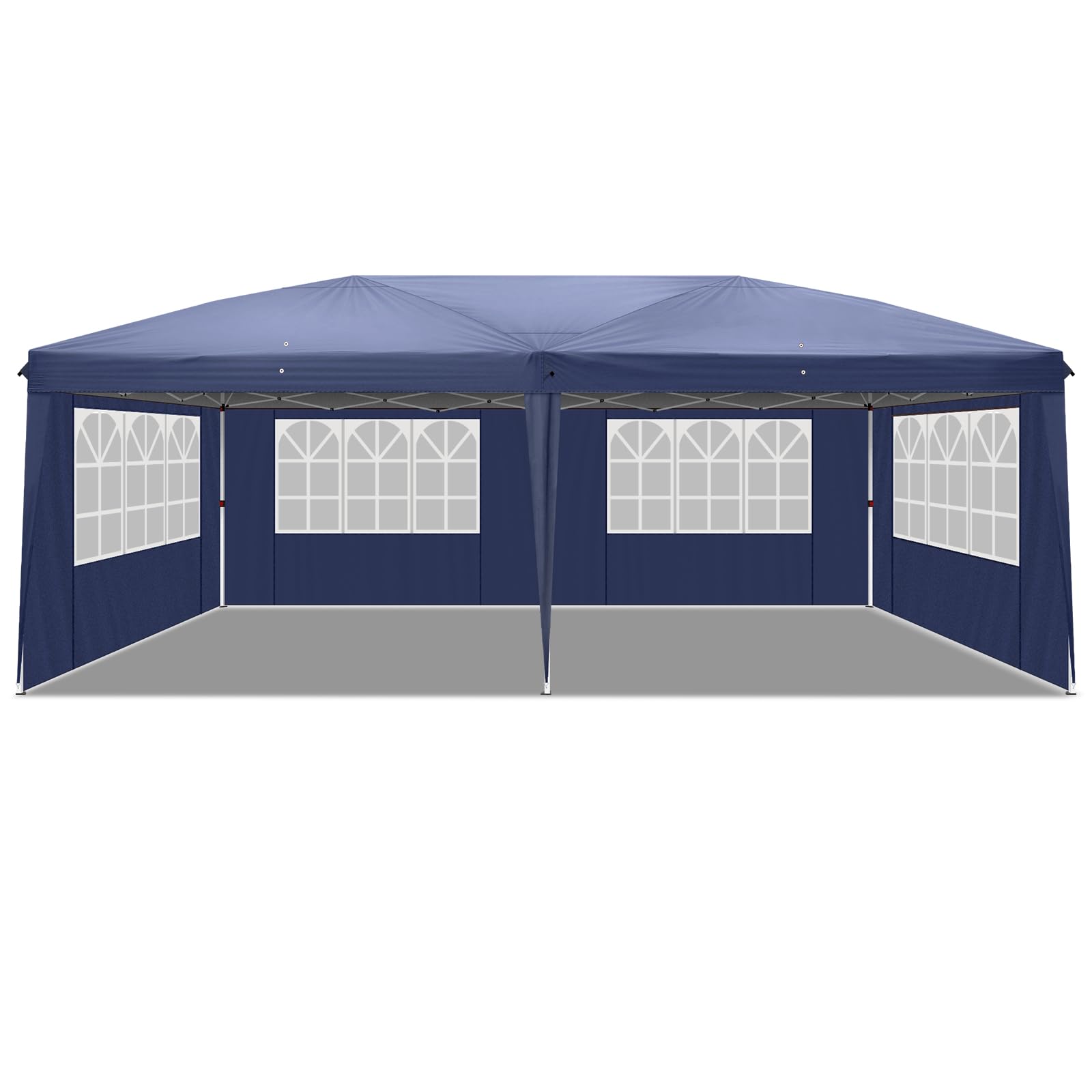 10x20 Ft Pop Up Canopy Tent - Waterproof Outdoor Party Gazebo with Adjustable Height, 6 Removable Sidewalls & 4 Windows - Perfect for Backyard, Beach, Garden, Patio & Outdoor Events - Includes Carry Bag (Blue)