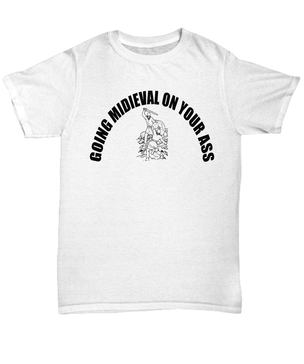 mmandiDESIGNS Medieval T-Shirt - Vintage Graphic Print Cool White Tee for Men & Women | Perfect for Renaissance Fairs, Cosplay & Historical Events