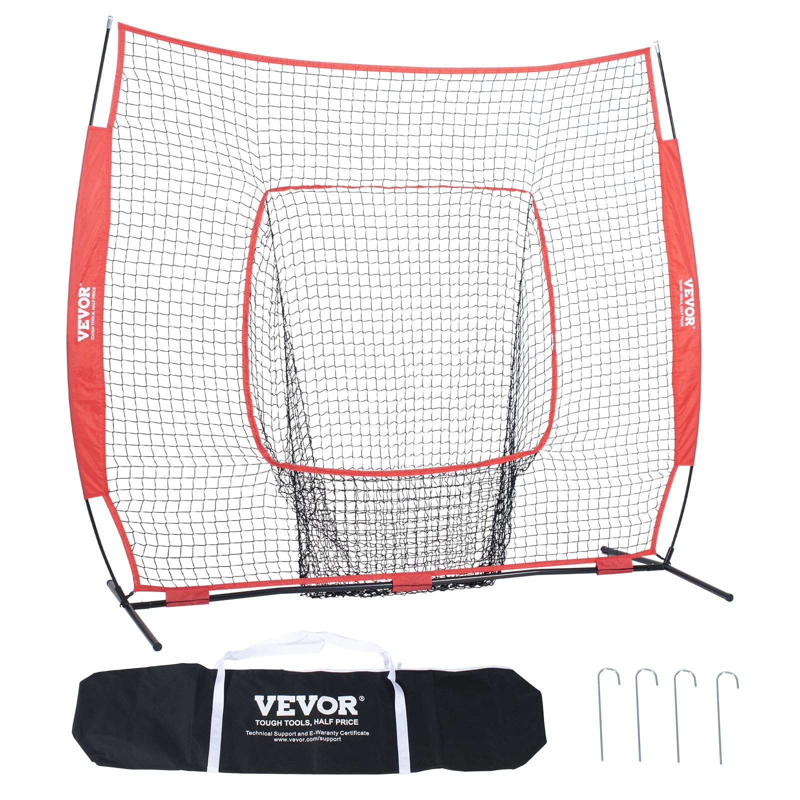 VEVOR 7x7ft Baseball & Softball Practice Net - Portable Hitting, Batting, Catching & Pitching Training Net with Backstop - Perfect for Backyard, Field & Indoor Baseball Practice | Durable Sports Equipment for Players & Coaches