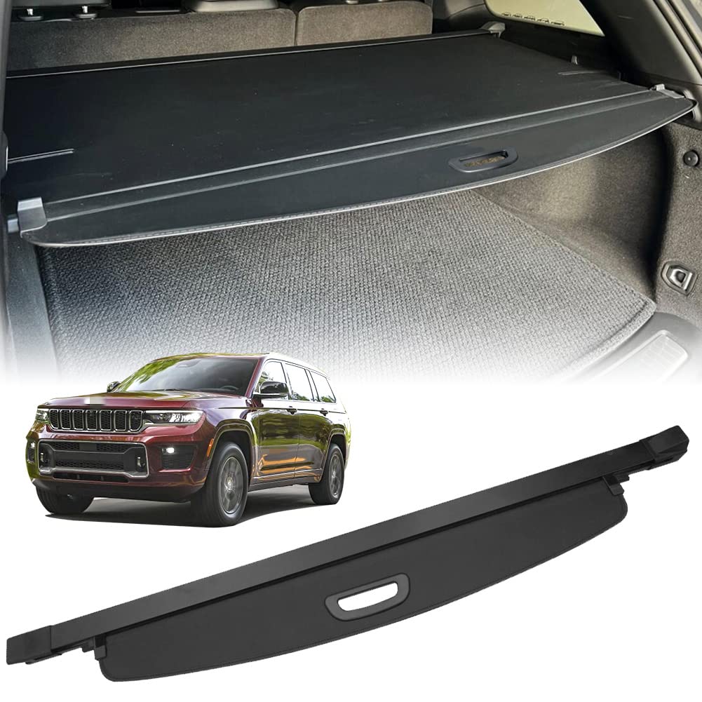 2022-2025 Jeep Grand Cherokee (WL) 4XE Rear Cargo Cover - Retractable Privacy Shade & Security Screen for 2-Row SUVs | Perfect for Road Trips, Grocery Storage & Luggage Protection