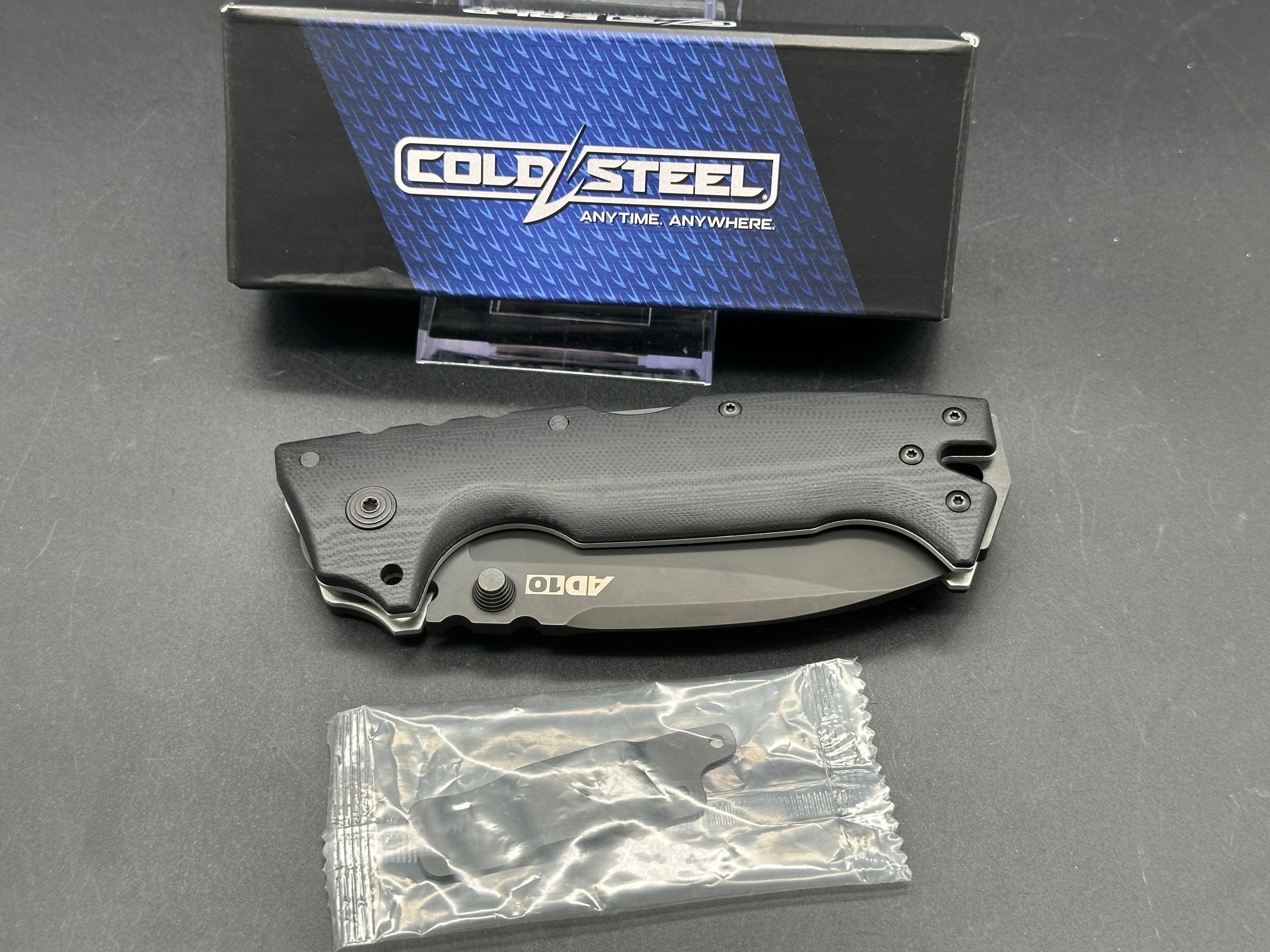 Cold Steel AD-10 Tactical Folding Knife - S35VN Stainless Steel Blade, Black G-10 Handle - EDC, Outdoor Survival, Camping & Hunting Gear