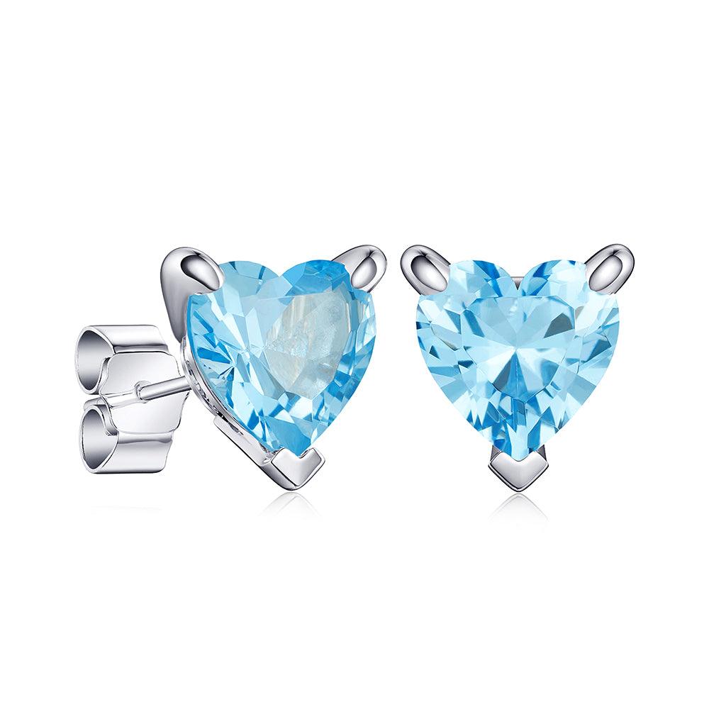 1 CT Heart Shaped Birthstone Stud Earrings - Genuine Gemstone Jewelry for Women, Perfect Gift for Anniversary, Valentine's Day & Mother's Day - Elegant Everyday Wear & Special Occasions