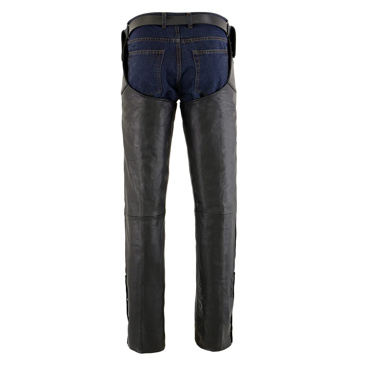 Milwaukee Leather Motorcycle Chaps for Men - Adjustable Black Leather Beltless Chaps with Side Snap Loops SH1198 - Perfect for Riding Protection & Style