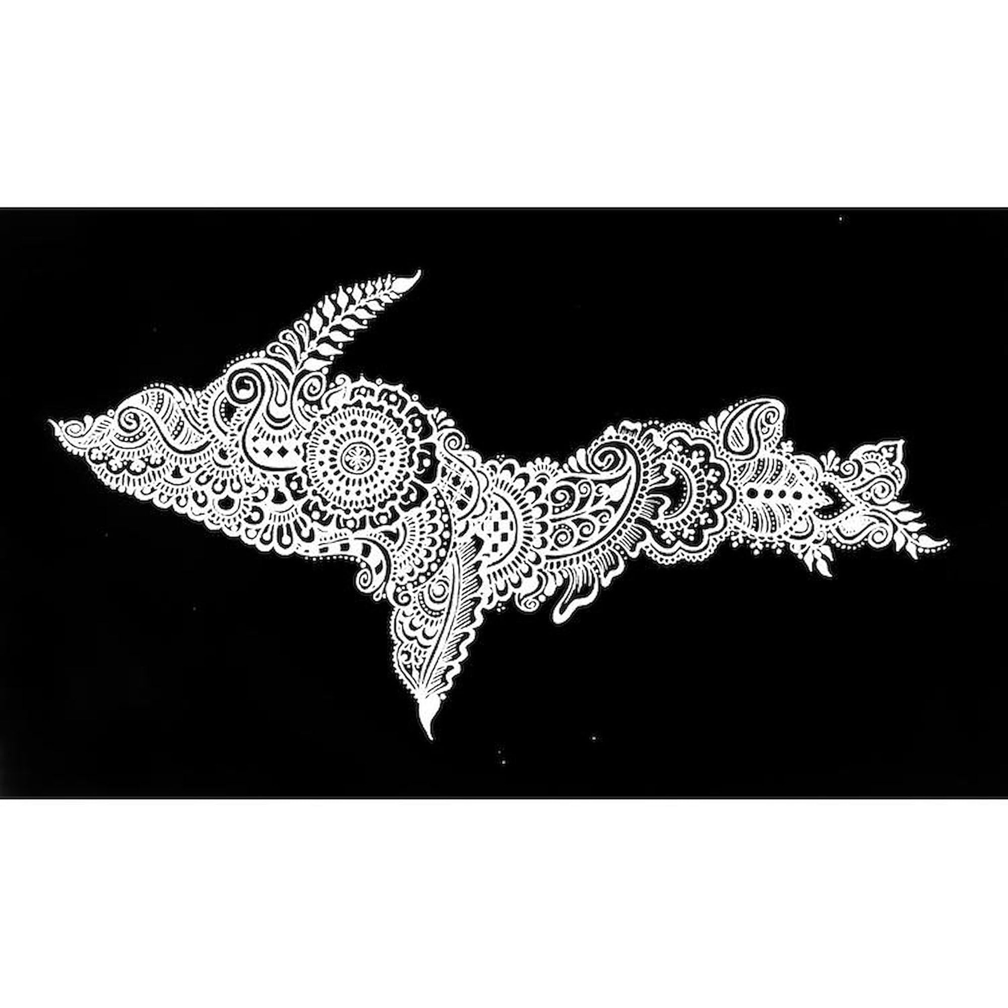 Michigan's Upper Peninsula Oval Car Magnet - White on Black Euro Bumper Sticker for Cars, Trucks & RVs | Perfect for Travel, State Pride & Personalized Decoration