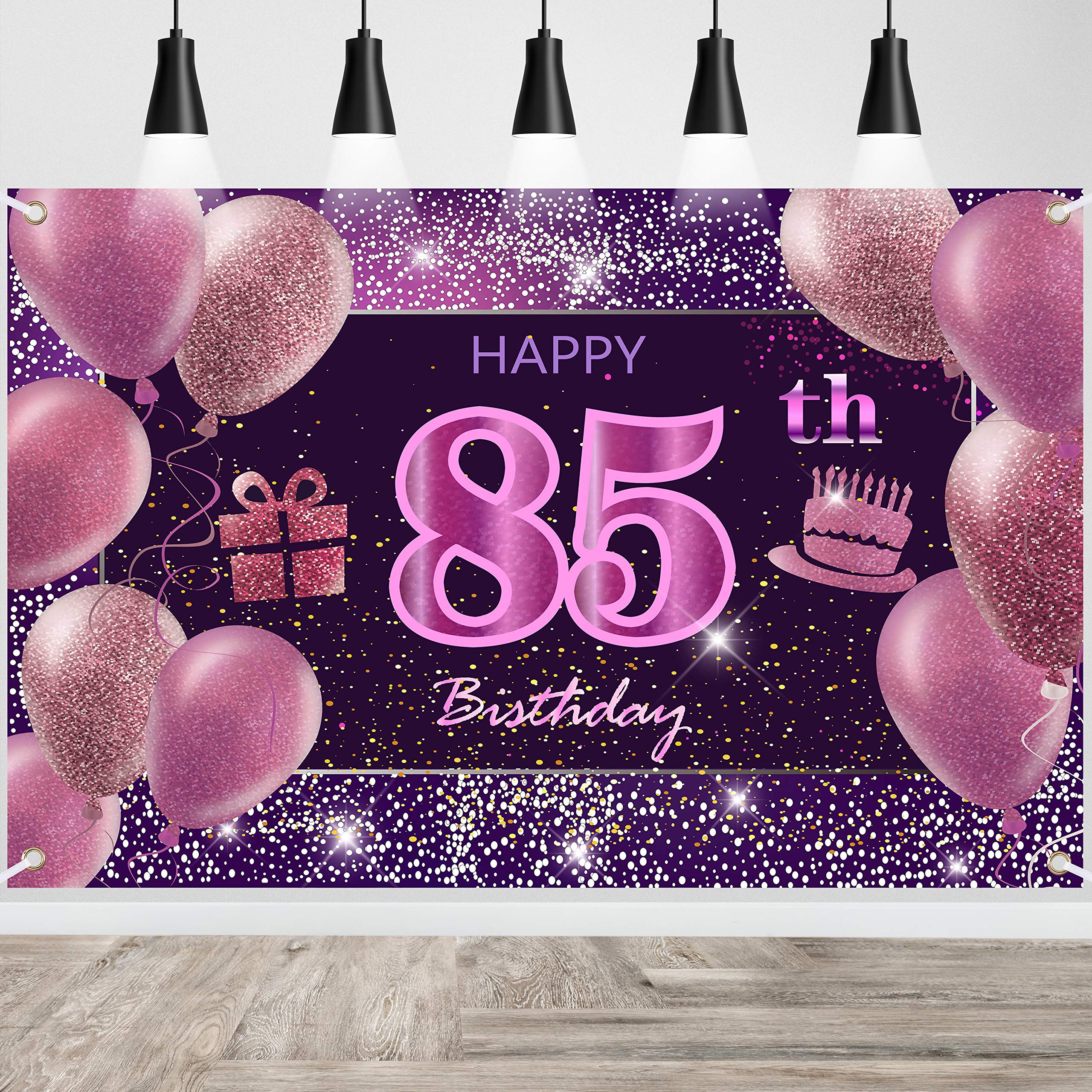 IMISI Happy 85th Birthday Banner & Pink Party Decorations for Women - Elegant Birthday Backdrop for Milestone Celebrations, Retirement Parties & Special Occasions